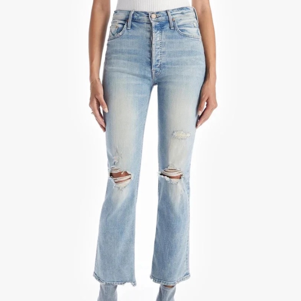 MOTHER Light Blue Distressed Women Jeans
